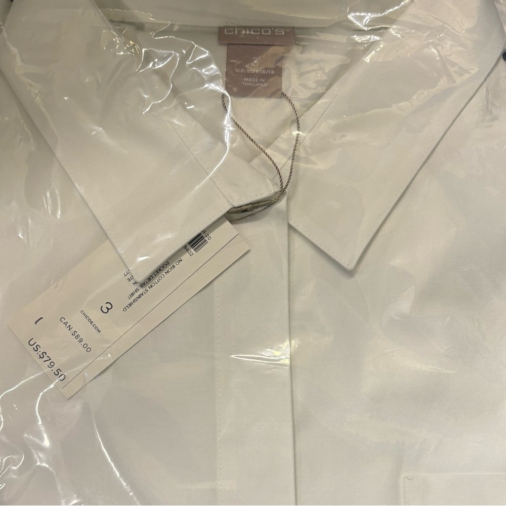 Chico's No Iron Cotton Pocket Shirt